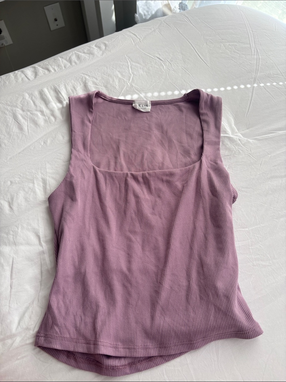 Le Lis Ribbed Square-Neck Tank Top - Dusty Mauve